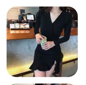 Black with split mini dress